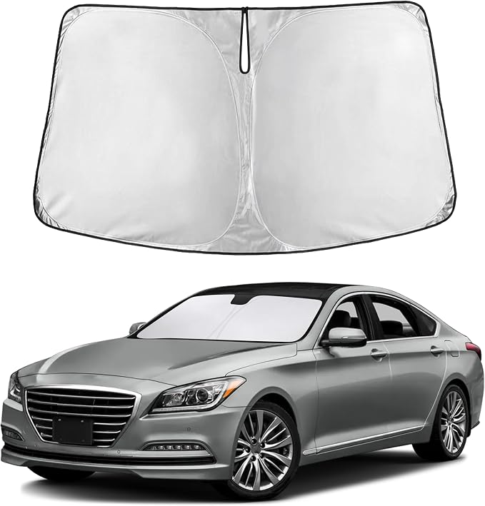 EcoNour Windshield Sunshade Compatible for Hyundai Genesis 2015 2016, Sun Visor for Front Windshield & Window Sun Shade Cover, UV Heat Blocker & Protector, Car Accessories