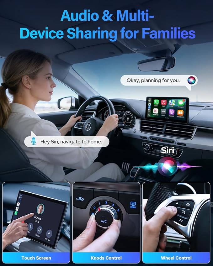 Ultra-Mini Wireless CarPlay Adapter with A9 Chip, 5.8GHz Wi-Fi Low Latency, 3-5 Sec Auto Connect, Universal Apple CarPlay/Android Auto Wireless Adapter for Factory Wired Cars
