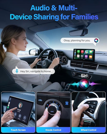 Ultra-Mini Wireless CarPlay Adapter with A9 Chip, 5.8GHz Wi-Fi Low Latency, 3-5 Sec Auto Connect, Universal Apple CarPlay/Android Auto Wireless Adapter for Factory Wired Cars