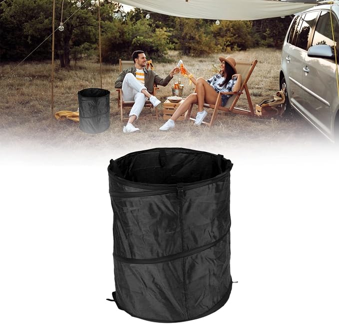Collapsible Trash Can, 24 Gallon Reusable Outdoor Portable Pop Up Trash Can Camping Trash Can, Locking Design Foldable Waterproof Garbage Can for Parties Camping Recycling