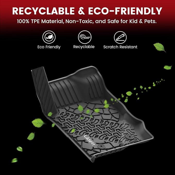 LASFIT Floor Mats & Cargo Liner for Ford Bronco 4-Door Carpet Floor Only 2026 2025 2024 2023 2022 2021 All Weather TPE SUV Trunk Mat Custom Fit Cargo Area Mat, 1st+2nd Row+Trunk Liner Full Set