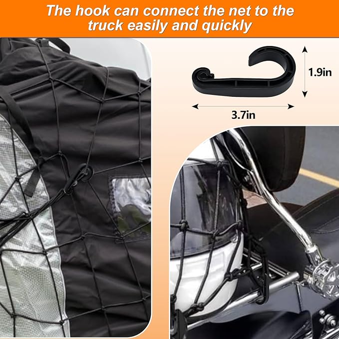 2’x3’ Bungee Cargo Net Stretches to 4'x6' for Truck Bed,Pickup Bed,Trailer,Motorcycle and Bike with 6 Adjustable Hooks Heavy Duty 5mm 2”x2” Mesh Holds Small and Large Loads by Cenipar