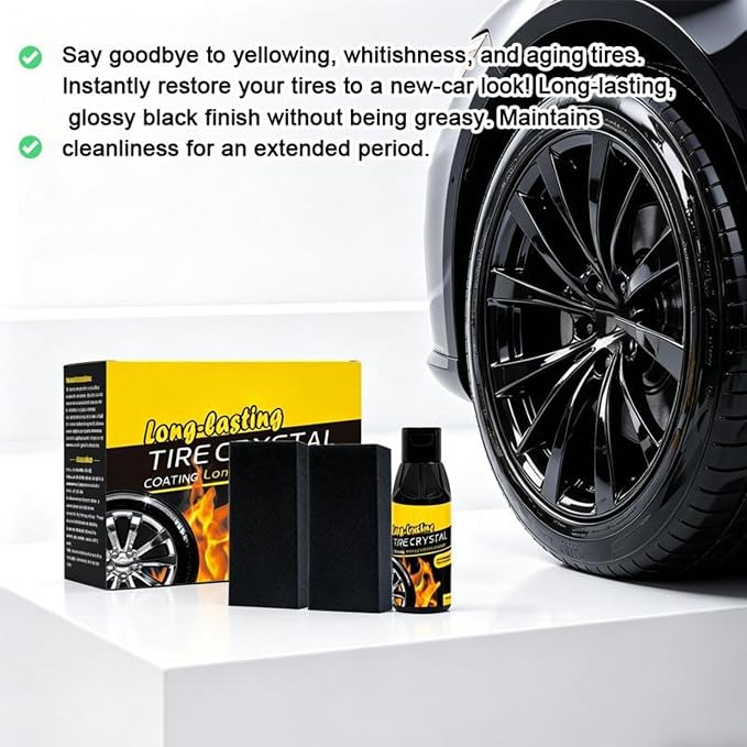 Tire Coating - 100ml Wheel Coating with Sponge | Quick Protective Long Lasting Tire Shine for SUV Looking Like New Truck Motorcycle Rv Long-Lasting Bright Luster Protection Blackening