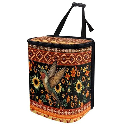 BIGCARJOB Tribal Hummingbird Car Trash Bags for Back Seat Auto Hanging Trash Can with Lid Car Trash Bag Storage Organizer Universal Car Trash Interior Accessories