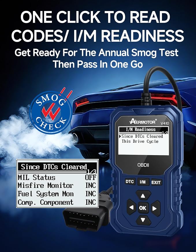 V410 OBD2 Scanner Code Reader, Car Scanner Diagnostic Tool Check Engine Light, Graphic Live Data, I/M Smog Test, Battery Voltage Test – CAN Diagnostic Scan Tool for All OBDII Vehicles