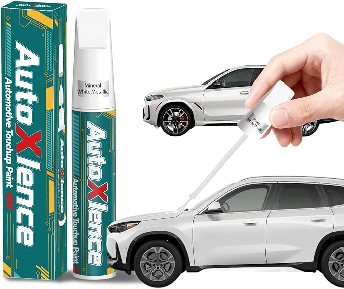 Mineral White Metallic(A96) Touch Up Paint Compatible with BMW Car Paint Pen Scratch Repair Automotive Scratch Remover Fix Exact Color Match
