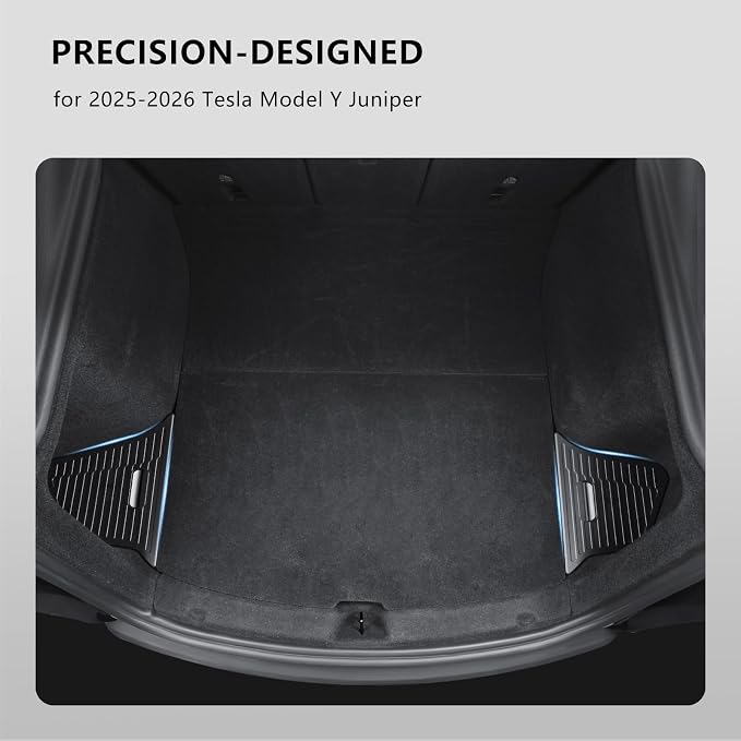 Trunk Storage Bins for Tesla Model Y Juniper, 2-Piece Waterproof Organizer with Lids, Black Side Storage Box, 2025-2026
