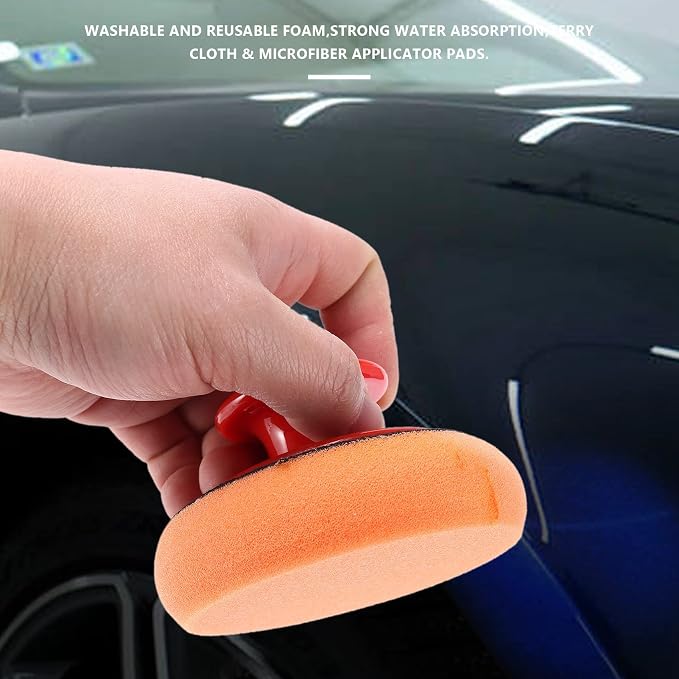 6Pcs/Set Car Wax Wash Polish Pad Sponge Cleaning Foam Kit Microfiber Applicator Pads with Gripper Handle Car-Styling