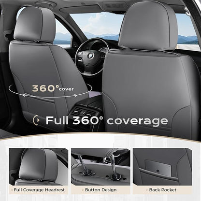Coverado Car Seat Covers Front, Seat Covers for Cars, Waterproof 2-Pack Car Seat Cushions, Leather Carseat Seat Protectors, Universal Seat Covers Fit for Most Sedans SUV Pick-up Trucks(Gray&Purple)