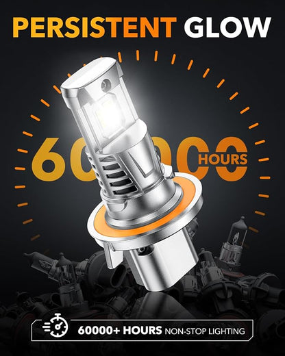 OXILAM 9008/H13 LED Bulb, 1000% Super Bright Driving Lights, 5 Min Quick Install, 60000H Lifespan, No Flicker, 99% Compatibility, Pack of 2