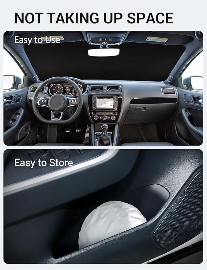 Proadsy 2026 Upgrade Windshield Sun Shade Custom Fit 2011-2018 VW Jetta Foldable Front Sunshade Protector Sun Visor Blocks UV Rays Keep Car Cooler