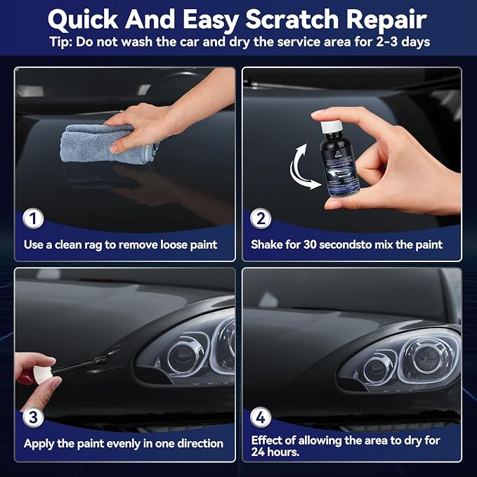 Car Black Paint Touch Up Cars Scratch Repair for Vehicles, Rim High-Gloss Black Paint Pen 30ML Quick Drying Automotive Scratch Repair, Non-toxic 1.5 oz Easy to Use