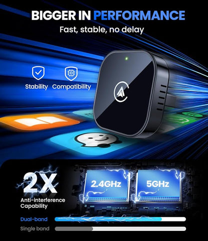 Teeran 2 in 1 Wireless CarPlay and Android Auto Adapter, Easy Setup Plug and Play, Fast Seamless Use Supports 1000+ Cars with Built-in Wired Car Play/Android Auto Compact Design Car Adapter (Black)