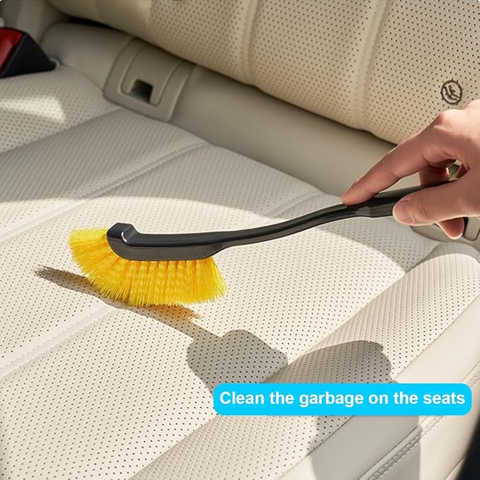 Car Wheel Rim Wash Brush, 3PCS Long Handle Vehicle Tire Carpet Cleaning Brush, Automotive Detailing Cleaner Accessories for Easy Scrubbing, Universal for SUV, Sedan, Truck
