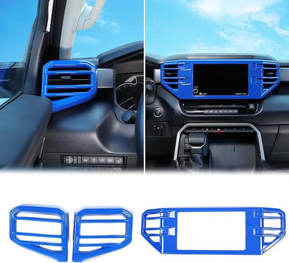 Car Center Console Air Conditioning Outlet Trim Cover Kit Compatible with Toyota Tundra/Sequoia 2022-2026, Dashboard Side A/C Vent Panel Protective Frame Decoration ABS Accessories, For 8-inch Screen