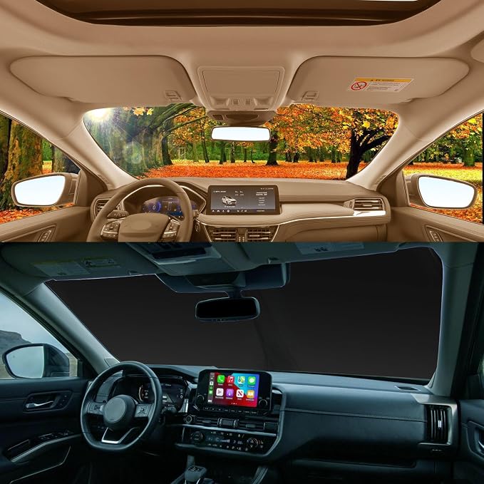 Car Windshield Sun Shade 5 Layers Thick for Ford Edge SUV 2015-2024 2025 - Front Window Sunshade Sun Visor Accessories - Protector Vehicle Reflect UV Sun and Heat