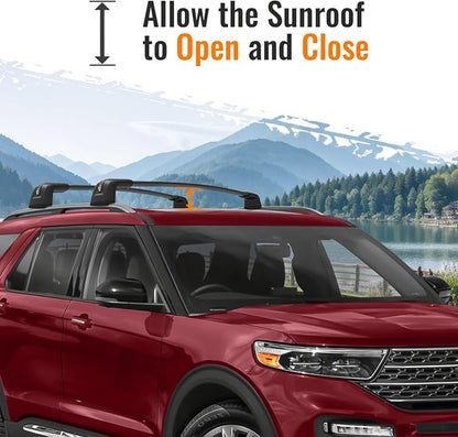 300lbs Roof Rack Cross Bars Compatible with Ford Explorer 2020-2026, Heavy Duty Aluminum Lockable Roof Rails Crossbars Rooftop Cargo Luggage Basket Carrier Bike Kayak Snowboard