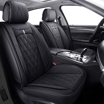 Aierxuan Front Captain Seat Covers Waterproof Leather Universal Compatible with Honda Civic CRV Toyota 4Runner Corolla Pilot Rogue Murano Pathfinder Armada Forte Cherokee (2 PCS Front, Black)