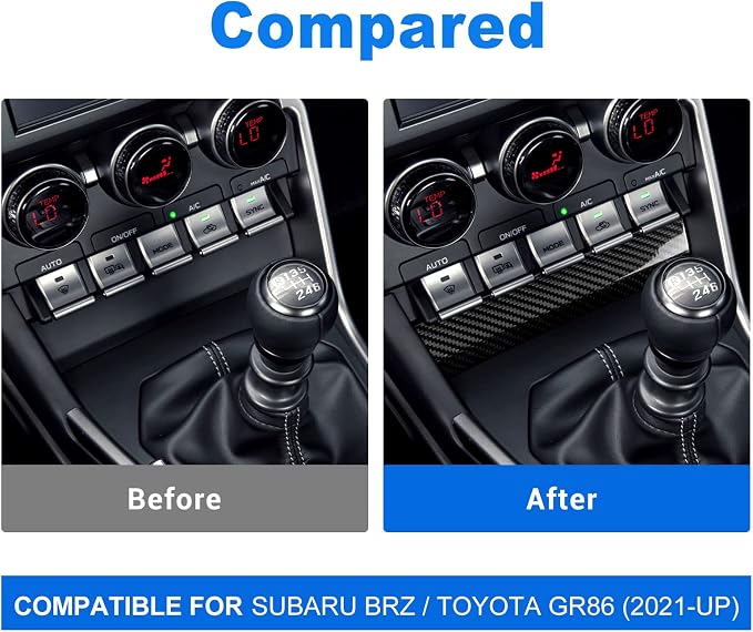 AIRSPEED Hard Carbon Fiber for Toyota GR86 Subaru BRZ 2021 2022 2023 2024 2025 2026 Under Air Conditioner Panel Cover Center Console Interior Trim Accessories, Black