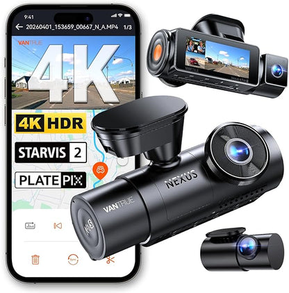 Vantrue New N4 Pro S 4K 3 Channel Dash Cam, Triple STARVIS 2 Dash Camera for Cars, 4K+1080P+2.5K Front and Rear Inside, HDR IR Night Vision, 24/7 Buffered Parking Mode, GPS, Wi-Fi, Support 1TB (RC18)