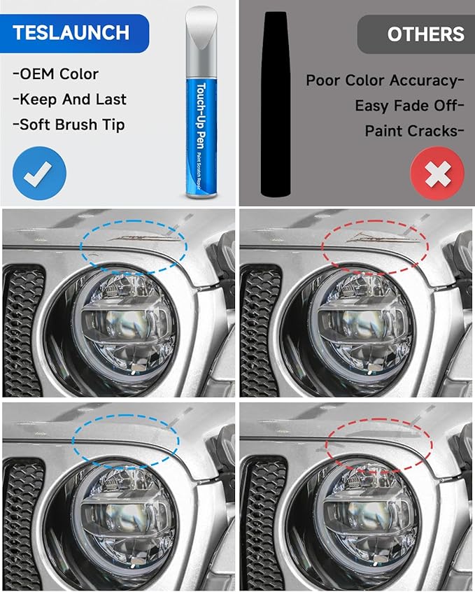 Touch Up Paint Compatible with Jeep Exact Match Touch Up Paint Car Scratch Repair (Bright White(PW7/GW7) Compatible with Cherokee/Compass/Grand Cherokee/Grand-Wagoneer/Patriot/Wagoneer/Wrangler-JK/Wrangler-JK-Unlimited)