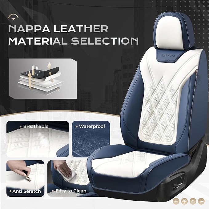Coverado Car Seat Covers, Front Covers for Cars, Car Seat Cover Front Seats, Car Seat Protector Waterproof, Leather Car Seat Cushion, Universal Interior Covers Seat Protectors for Most Cars