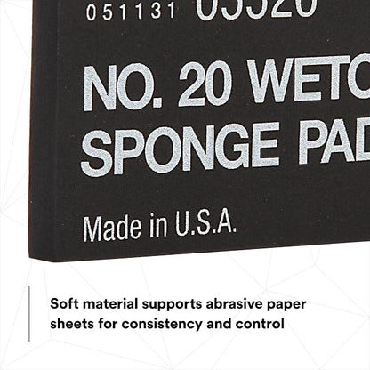 3M Wetordry Sponge Pad 20, 05526, 5-1/2 in x 2-3/4 in x 3/8 in, 5 Pack, Flexible, Long Lasting