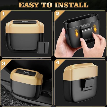 Car Trash Can with Lid，Built-in Storage Garbage Bag，Leakproof Vehicle Trash，Car Accessories for Interior,Mini Garbage Bin for Automotive, Home, Office, Kitchen, Bedroom，with 30pcs Trash Bags