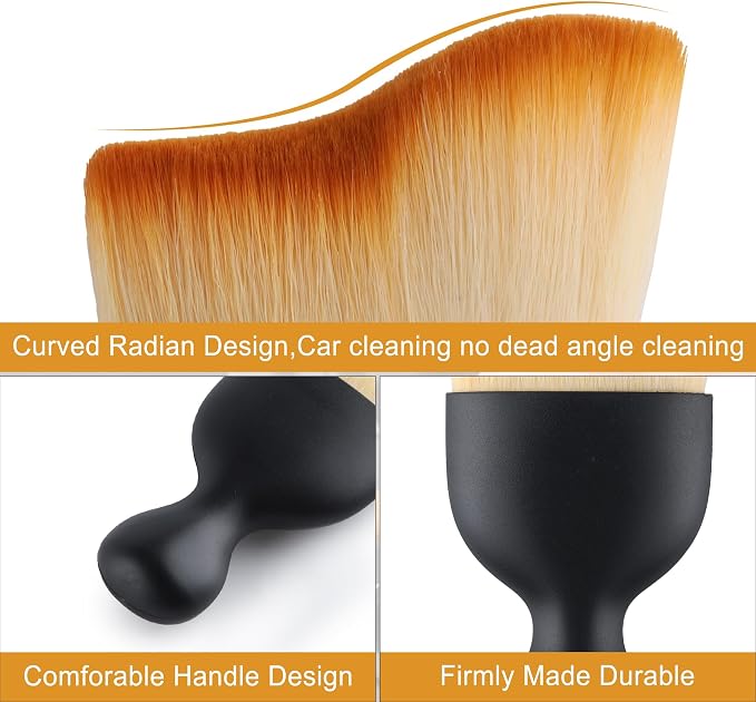 GaRhomxy Car Detailing Brushes, Car Interior Dust Sweeping Soft Brush, Soft Bristles Brush Cleaning Tool for Automotive Dashboard, Air Conditioner Vents, Computer, Scratch Free(Yellow)