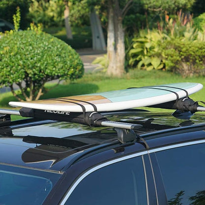 Soft Roof Rack Pads with Two 15 Ft Tie Down Straps for Surfboard, SUP Paddleboard, Snowboard, 28/34inch (Pair)