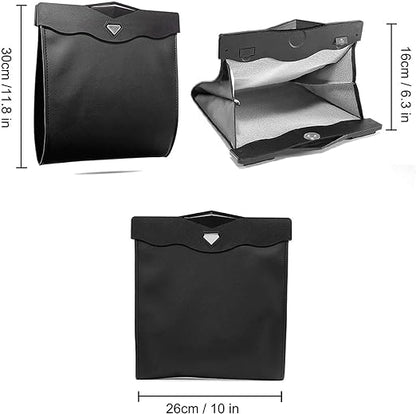 Smart LED Car Trash Can, Bisposable Trash Bags 4Gallon, 150Counts Waterproof Leather Storage Pocket Portable Garbage Bag for Car Bathroom Home Bedroom Office Garbage Can