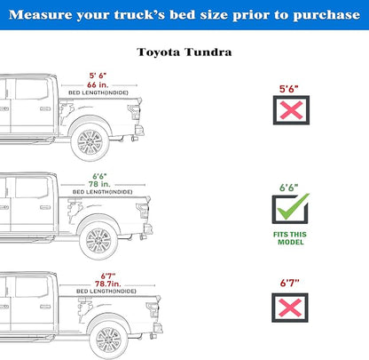 Toptiny Soft Folding Truck Bed Tonneau Cover|TSTF035|Fits 2022-2026 Toyota Tundra 6'6" Bed (78")