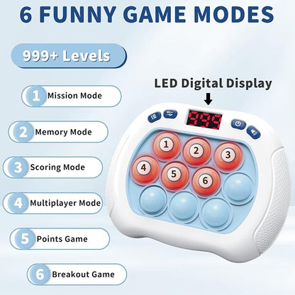 Intoypad Pop Game Light Up Fidget Toy for Kids, 6 Modes LED Screen Quick Push Controller Electric Fidget Popper Game Quick Push Bubble Sensory Games Birthday Toys for Kids Lightblue