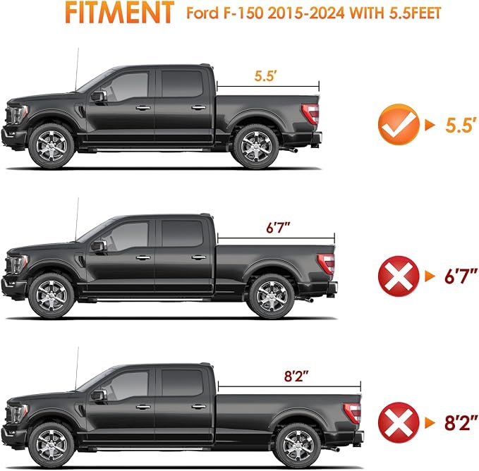Nilight Soft Roll-Up Tonneau Cover for 2015–2026 Ford F-150 5.5ft Bed, Waterproof Low Profile Truck Bed Cover, Easy Clamp-On Installation