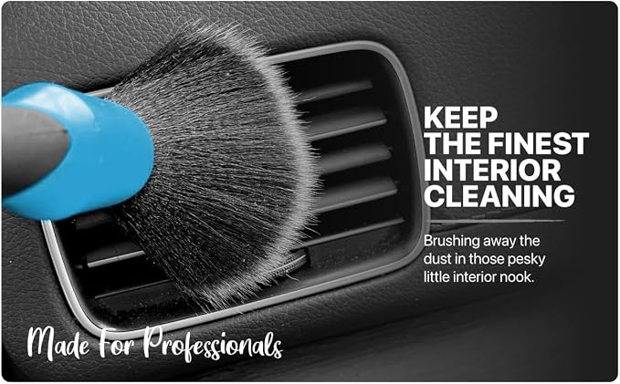 Preimum Car Detailing Brush Set - 5 Pack Auto Detail Kit for Automotive, Soft to Firm Brushes for Cleaning and Polishing for Interior, Exterior, Dashboard, Wheel Rims, Air Vent, Seat, car wash (BLUE)