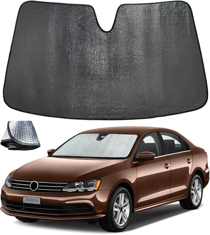 Car Windshield Sun Shade for Volkswagen VW Jetta 2011-2018 Front Window Sunshade Sun Visor Protection Cover Accessories -5-Layer Bubble Foldable Thicken Blocks Heat & UV Rays Keep Car Cooler