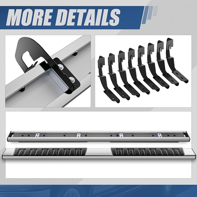 Auto Dynasty 6.75" Running Boards for Truck 2007-2019 Chevy Silverado/GMC Sierra 1500 2500HD 3500HD Crew Cab, Stainless Steel Side Steps, Chrome Nerf Bars Step Rails