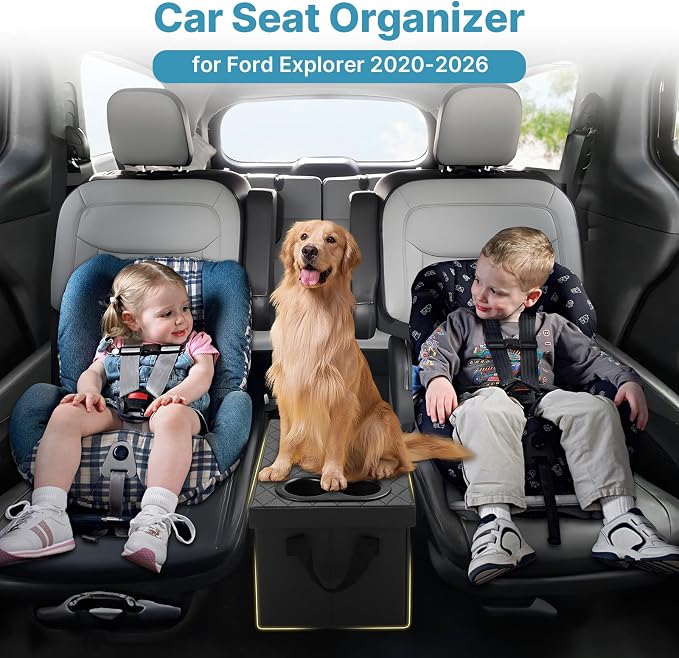 Mixsuper Liner Car Seat Organizer Ford Explorer with Cup Holders Ford Explorer Console Organizer 2020-2025 2026 Explorer Accessories Organizer for Explorer Seat Aisle Storage Box for Kids Travel