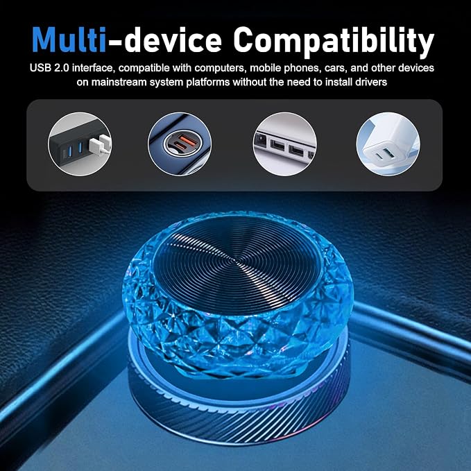 1 PCS Mini USB LED Car Interior Light, Plug & Play Compact Atmosphere Lamp, Personalized Automotive Interior Ambient Light Decor, Universal for Most Cars (Blue)