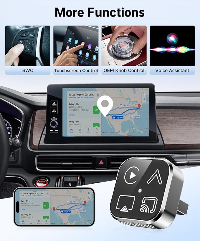 VQU 4 in 1 Wireless CarPlay Adapter for iPhone & Android Auto Adapter, 2026 Upgrade Plug & Play USB C Dongle, Convert Wired to Wireless CarPlay & Android Auto, AirPlay & Miracast Screen Mirroring