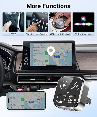 VQU 4 in 1 Wireless CarPlay Adapter for iPhone & Android Auto Adapter, 2026 Upgrade Plug & Play USB C Dongle, Convert Wired to Wireless CarPlay & Android Auto, AirPlay & Miracast Screen Mirroring