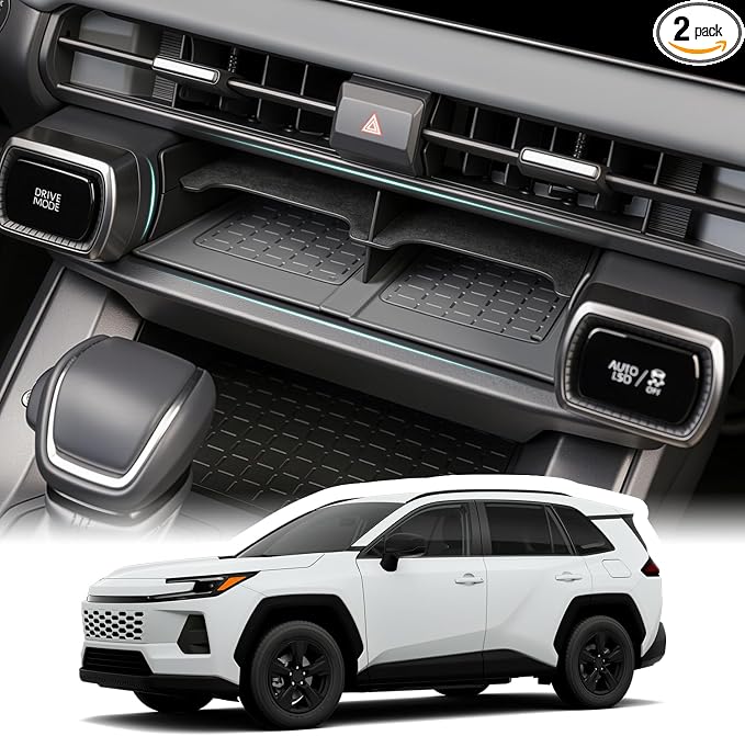 for Toyota RAV4 2026 Wireless Charging Protective Mat & Center Console Storage Protective Mat, Interior Accessories Silicone Anti-Slip Console Cover Pad for RAV4 2026 Accessories -2PC