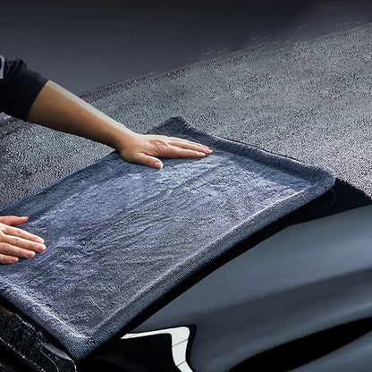 1200GSM Microfiber Car Drying Towel, Double-Twist Loop, Ultra-Absorbent, Quick-Dry, Lint- & Streak-Free, Scratch-Safe, for Car Wash & Detailing (1 Pack) (Dark Grey, 16" x 24")