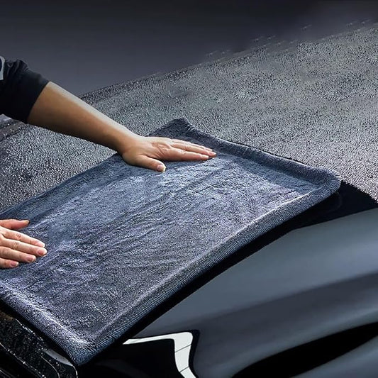 1200GSM Microfiber Car Drying Towel, Double-Twist Loop, Ultra-Absorbent, Quick-Dry, Lint- & Streak-Free, Scratch-Safe, for Car Wash & Detailing (1 Pack) (Dark Grey, 16" x 24")