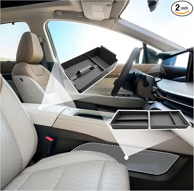 SXCY 2PCS for 2025 2026 Murano Center Console Organizer [Armrest Tray + Under Tray] for Nissan Murano 2025 2026 Central Control Box Murano 2025 2026 Accessories Armrest Organizer Console Storage