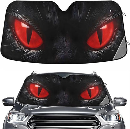 Red Eyes Windshield Sun Shade for Car Auto SUV Truck Foldable Front Window Sunshade Sun Visor Protector Block UV Rays Reflect Heat, 55" x 28"