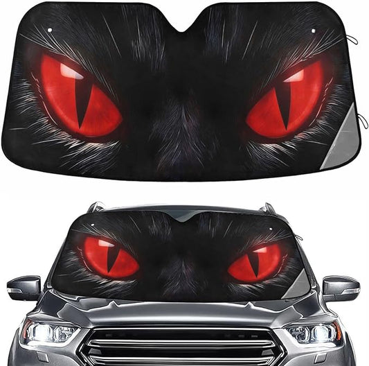 Red Eyes Windshield Sun Shade for Car Auto SUV Truck Foldable Front Window Sunshade Sun Visor Protector Block UV Rays Reflect Heat, 55" x 28"