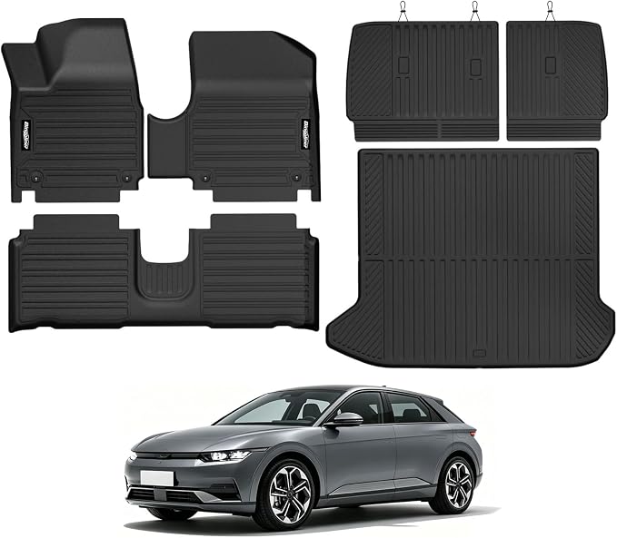 Floor Mats for 2018-2024 Hyundai Ioniq 5, Trunk Mat and Backrest Mat All Weather TPE Protector for Hyundai Ioniq 5 Accessories
