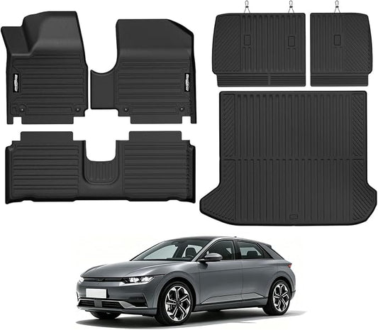 Floor Mats for 2018-2024 Hyundai Ioniq 5, Trunk Mat and Backrest Mat All Weather TPE Protector for Hyundai Ioniq 5 Accessories