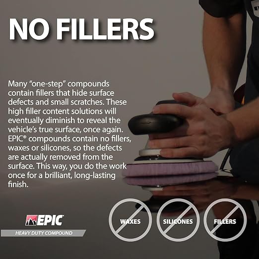Malco Epic Heavy-Duty Car Polishing Compound – Best Deep Scratch Remover | All-in-One, One-Step Compound for Polishing Car Paint | Swirl-Free Finish | Removes P1500 Sand Scratches | 16 Oz. (109016)
